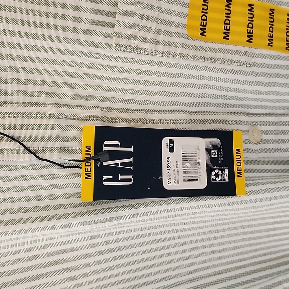 Gap striped Green Men's Shirt, medium - Picture 4 of 10